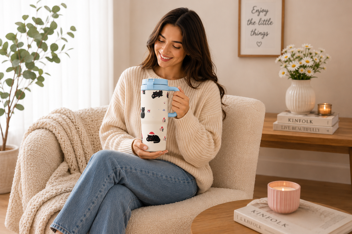 Charming Black Cat Stainless Steel Tumbler