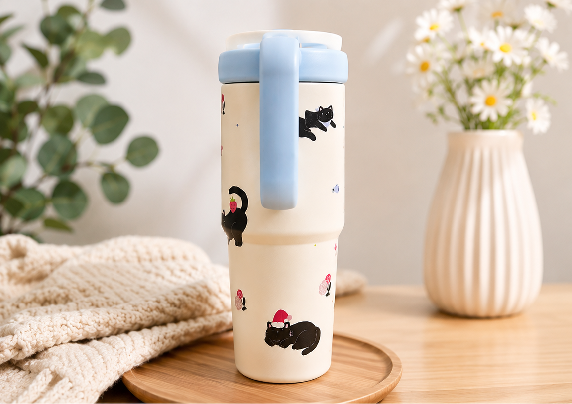 Charming Black Cat Stainless Steel Tumbler