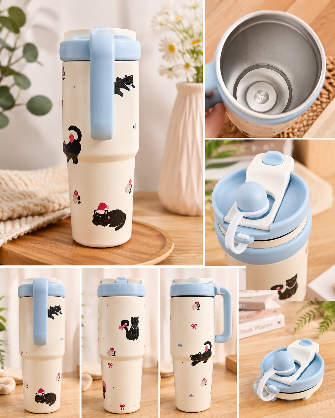 Charming Black Cat Stainless Steel Tumbler